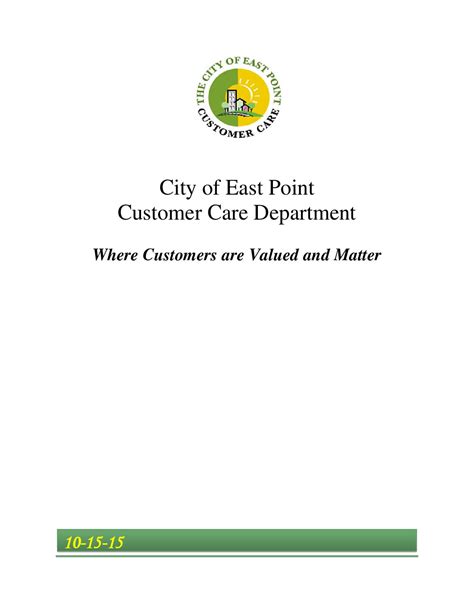 Customer care residential welcome brochuret by City of East Point .